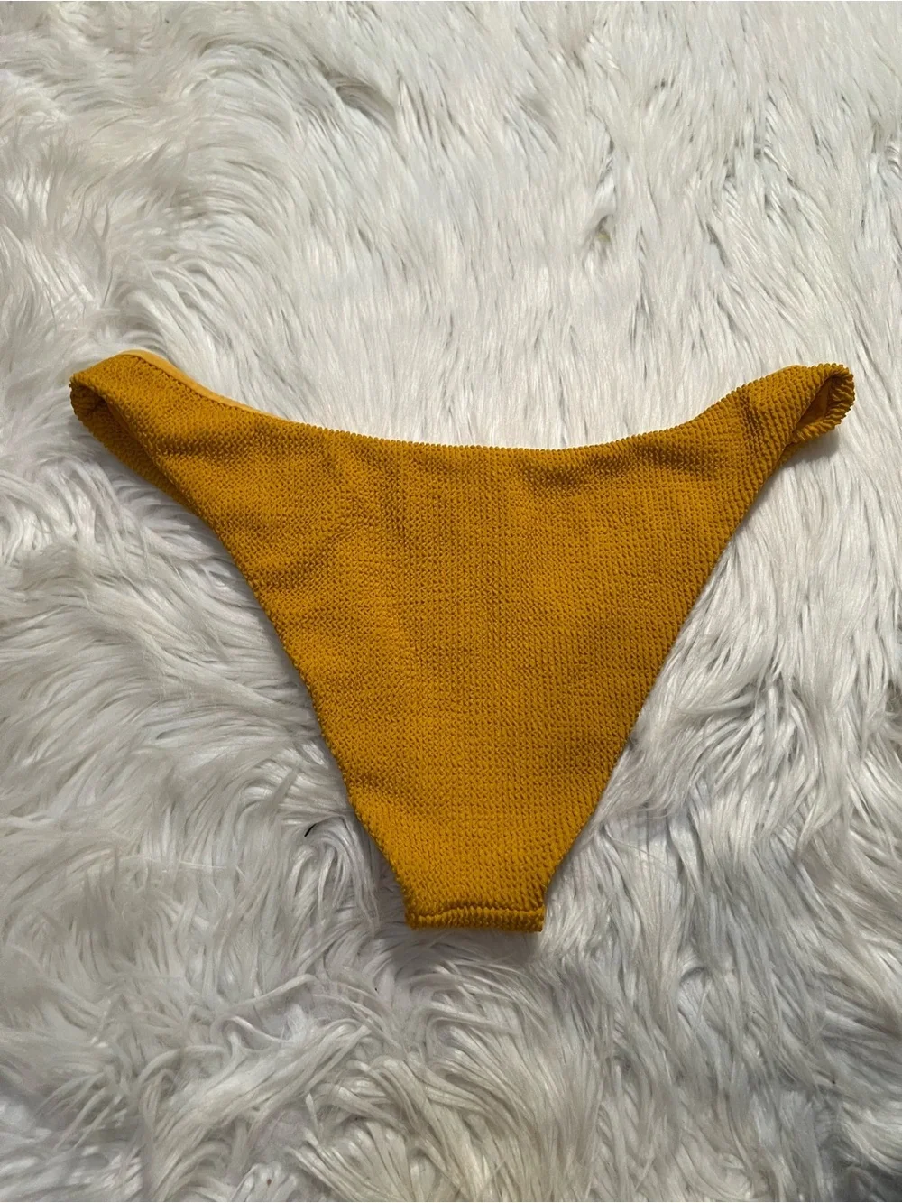 Women's Swim Bottoms Bikini Bottoms Mustard Yellow Textured Stretch Low Rise